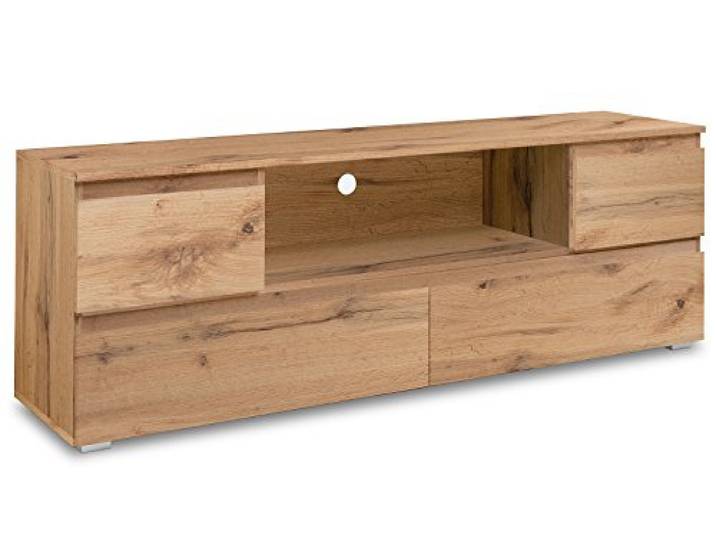 möbelando TV-Lowboard Fernsehtisch Rack Unterschrank HiFi Element Sideboard Ravenna II Honig-Eiche