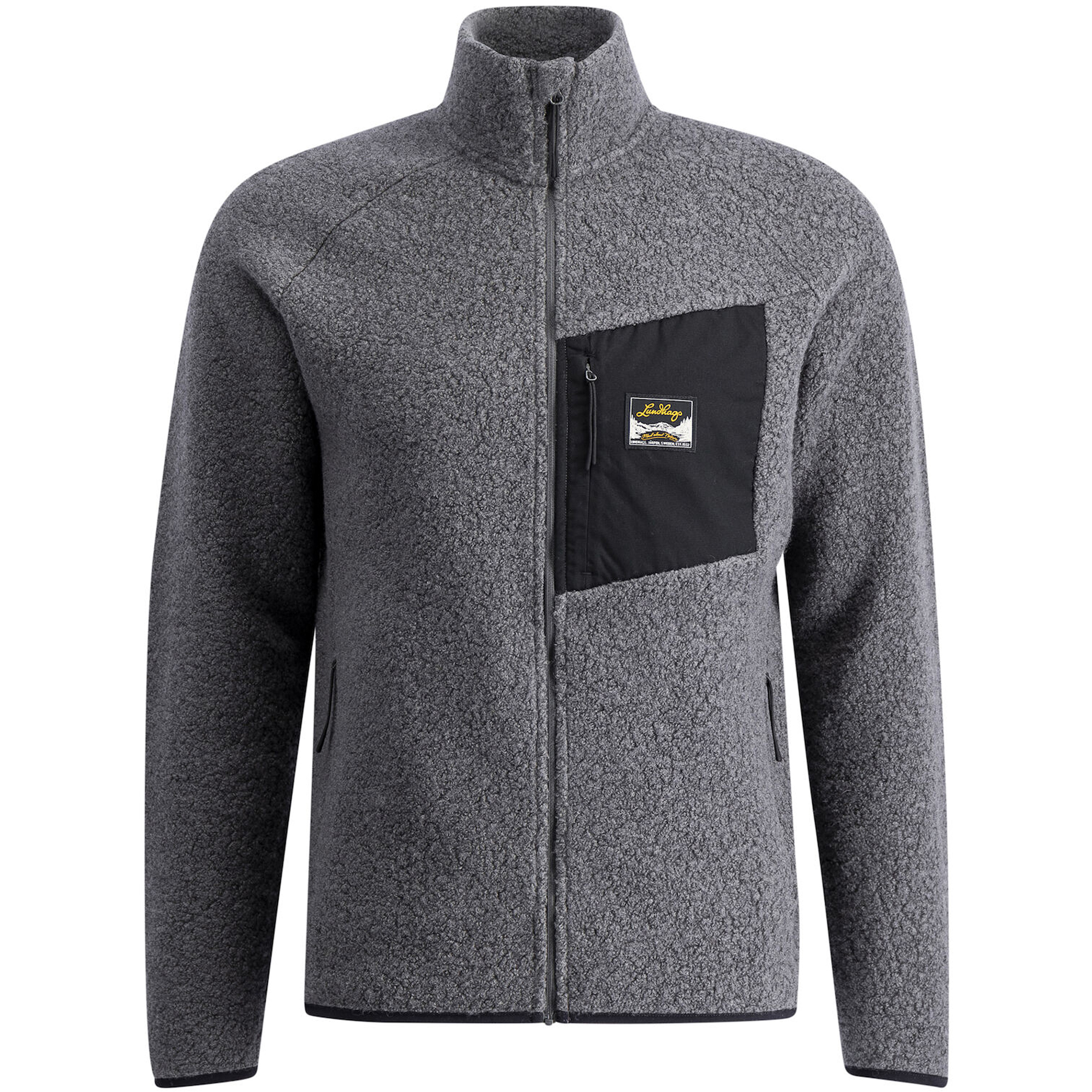 Lundhags Flok Wool Pile Herren Fleecejacke grau Größe XL Trekking Schnell trocknend Merinowolle