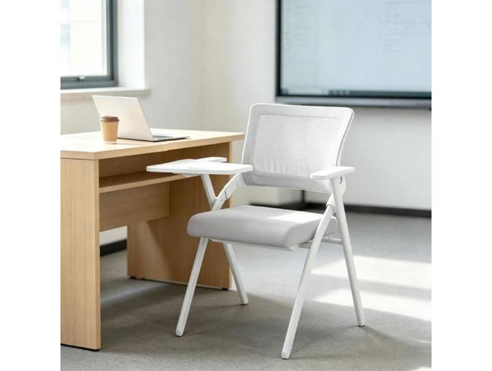 SUPFINE Chaise de Réunion Pliable - Chaise Conférence avec Tablette d'écriture Fauteuil de Bureau Formation Gain de Place Gris