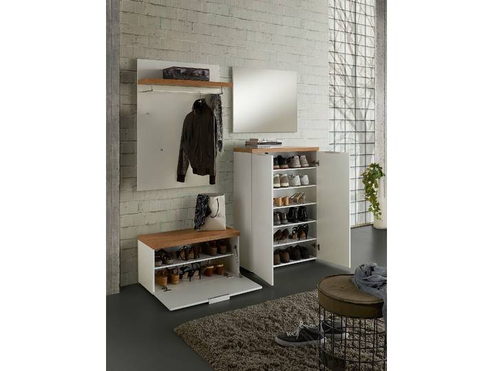 home24 Schoenenkast 80cm wit/hoogglans wit