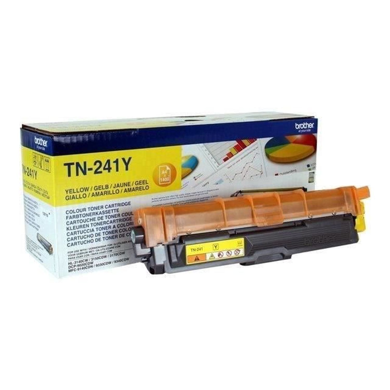 Brother TN-241Y Gele Toner met een capaciteit van 1400 pagina's