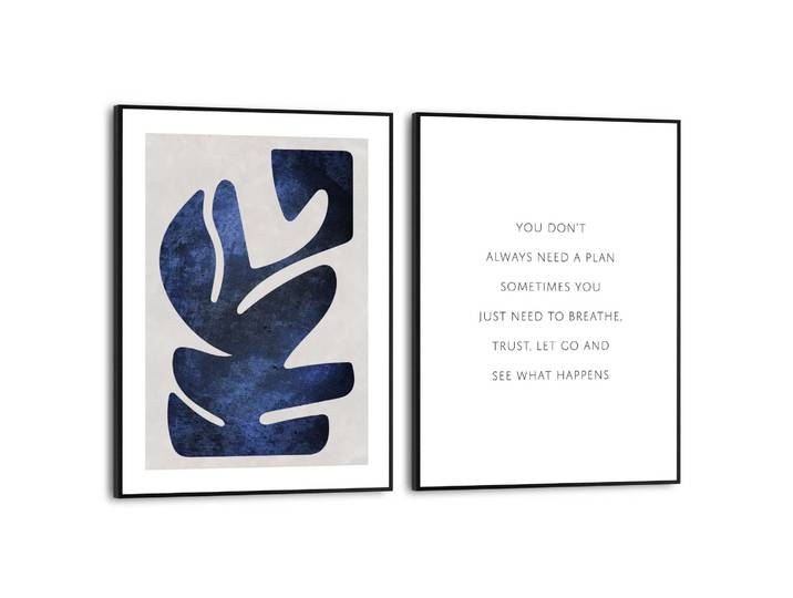 Poster REINDERS Abstract Blue , blau (farbe bild(er): blau), B:30cm H:40cm T:1,6cm, Bilder, Poster, Home Office - Organische Formen - Mindset - Blau - MDF - Abstrakt