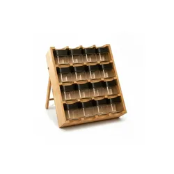Relaxdays Gewürzregal mit 16 Gläsern, Bambus, HBT: 35x30x9 cm, 4 Etagen, Gewürztreppe stehend, Gewürzaufbewahrung, natur