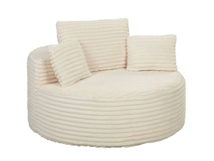 Fauteuil profond canapé individuel sans cadre en mousse intégrale 4 coussins blanc crème livré monté ORVRYN