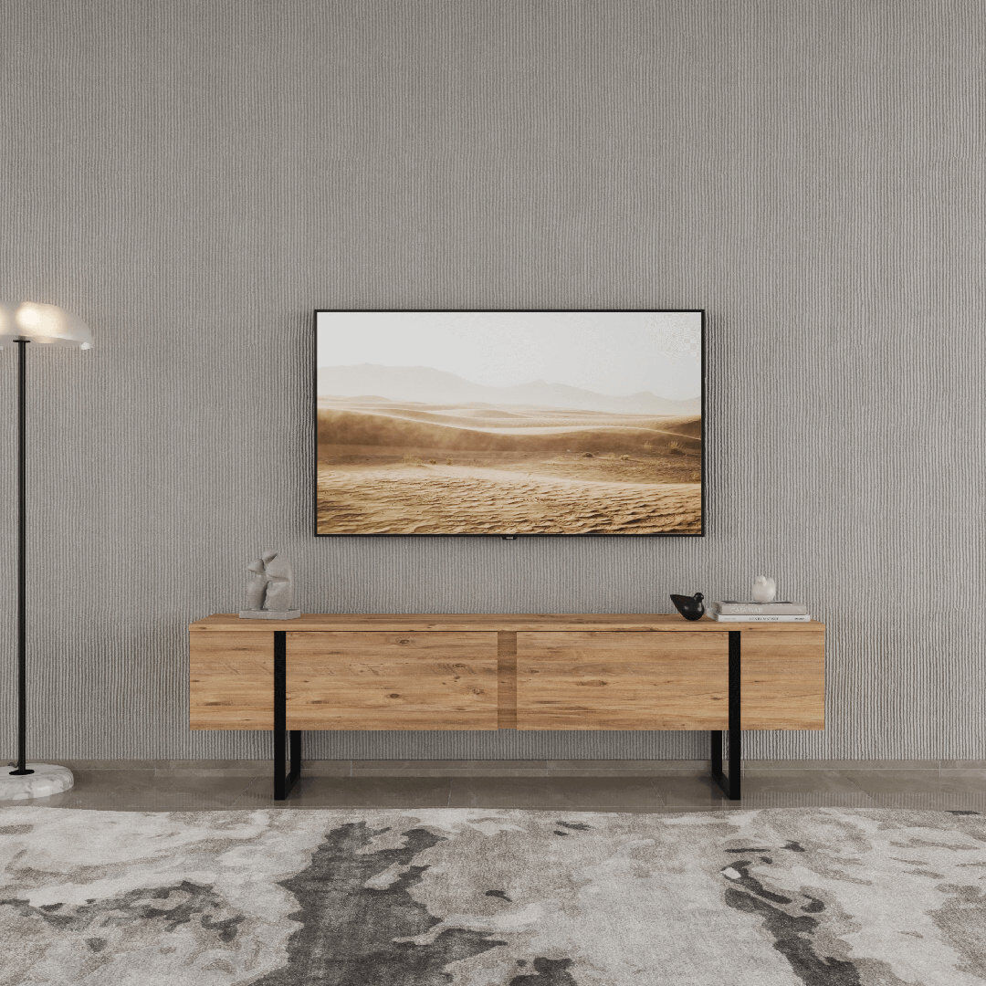 Latitude Run TV Stand for TVs up to 75" Atlantic Pine/Black 75"