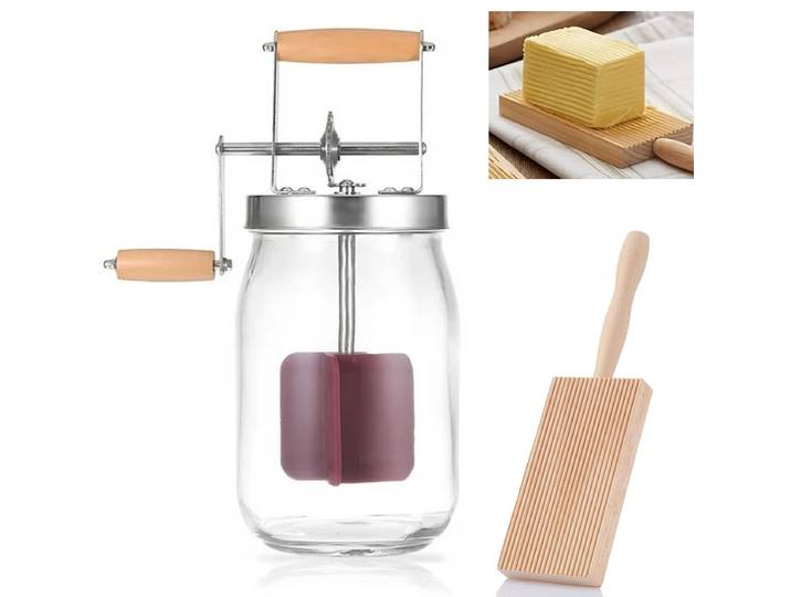 Churner à beurre manuel 1000L/1500L, palettes en bois de hêtre, mélangeur de crème, pot Mason manuel pour beurre artisanal, beurre de culture