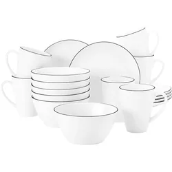 Seltmann, Geschirrset, Lido Black Line Frühstücks-Set (18 Stk.)