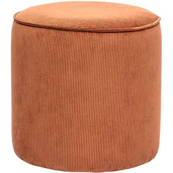 Runder Pouf aus geripptem Samt in verbrannter Erde D40 cm PAUL