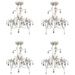 Helloshop26 - 4er-Set Hängekronleuchter aus Acrylkristall, elegantes Design, Esszimmer, 30 x 35 cm, weißes Metall,