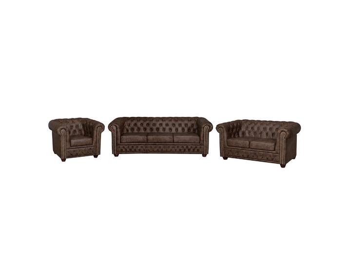 P & B Sitzgarnitur York, Dunkelbraun, Holz, 3-teilig, Buche, 203x72x86 cm, Wohnzimmer, Sofas & Couches, Sitzgarnituren