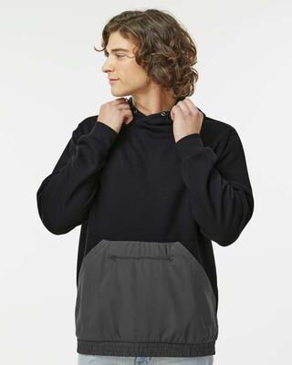 MV Sport 23112 Mixed Media Hooded Sweatshirt in Black/Charcoal size XL   Cotton/Polyester Blend