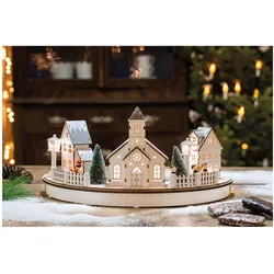 Hellum, Weihnachtsbeleuchtung, LED-Holz Stadt Szenerie