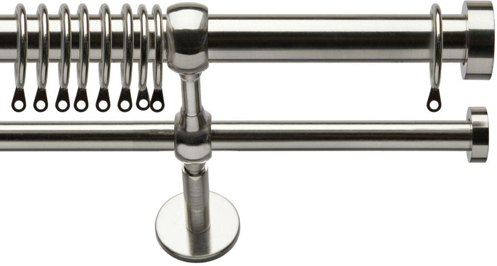 Symple Stuff 28-19mm Eton Double Pole Satin Silver 4.5cm H x 150cm W x 22cm D