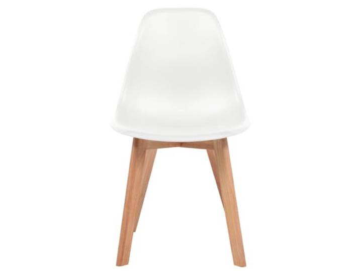 NKOPPFG Esszimmerstühle 6 STK. Weiß Kunststoff Ergonomischer Sitz, integrierte Rückenlehne, Massivholzbeine, schmutzabweisend, leicht zu reinigen