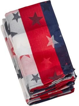 Saro Lifestyle Patriotic Stars & Checkered Napkin (Set of 4) - Americana Table Linen for Memorial Day, Fourth of July & Holiday Entertaining
