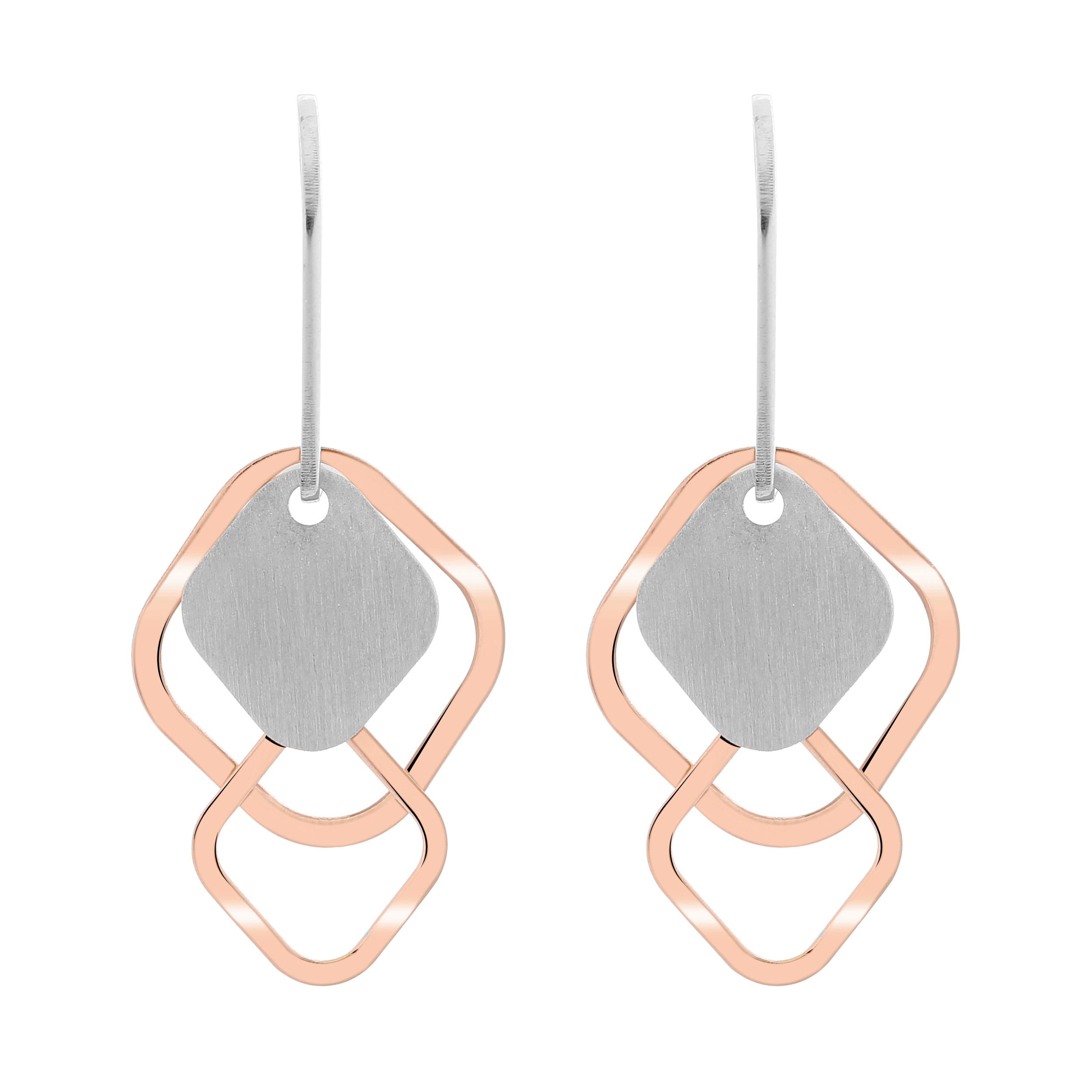 Orphelia 'Inez' Dames 925 Sterling Zilveren Oorbellen - Zilver/Rose ZO-7391