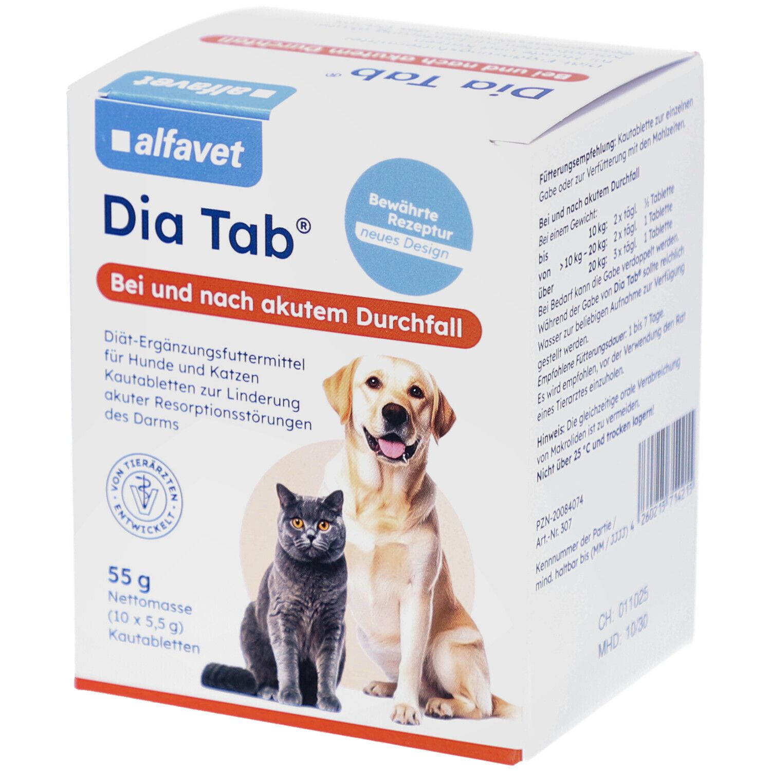DIA TAB Diät-Erg.Futterm.Kautabletten f.Hund/Katze 10x5,5 g Kautabletten