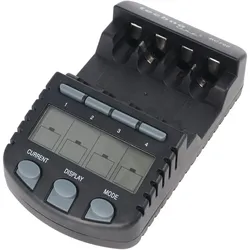 AccuCell Schnell-Ladegerät mit Entladefunktion und LCD-Display (1 Stk., Ladegerät ohne Akku), Akku Ladegerät