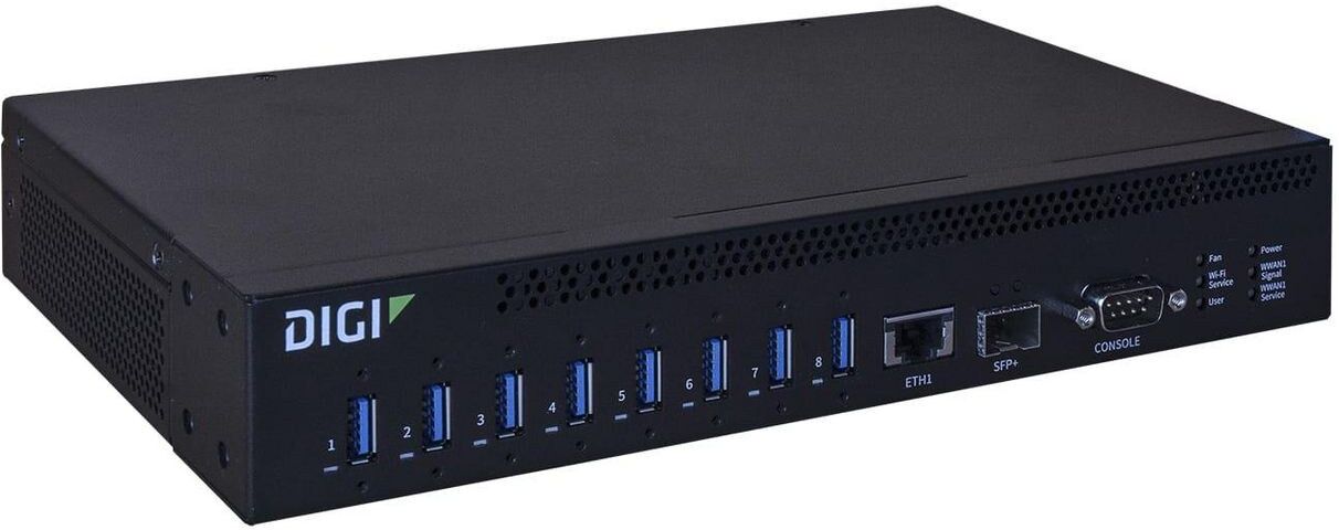 Digi AnywhereUSB 8 Plus AW08-G300 Remote USB 3.1 Hub, 8 USB-A Ports, Gigabit Ethernet