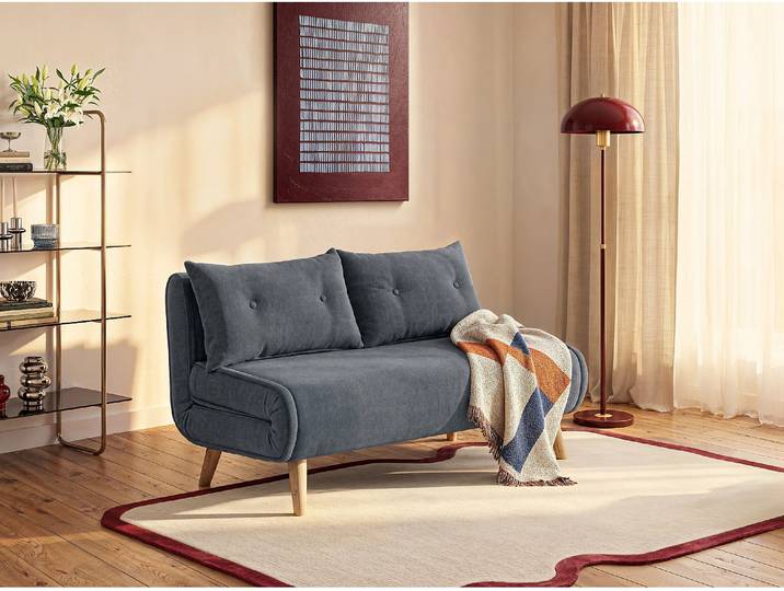 2-Sitzer-Schlafsofa aus grauem Stoff VALERIO