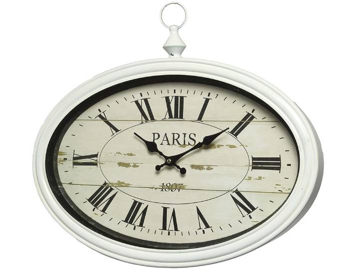 Wanduhr AMBIENTE HAUS Paris Wanduhr - weiss 34x50cm , weiss (weiß), B:50cm H:34cm T:5cm, Wanduhren, Wanduhr
