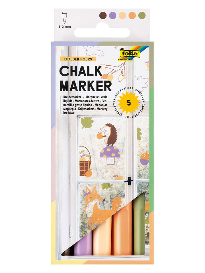 folia PAPER Kreidemarker "Golden Hours" - ab 5 Jahren - 5 Stück - onesize