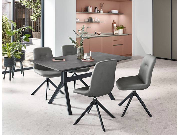 Esstisch 180cm ohne Funktion Schwarz/Beton Dunkel Dekor