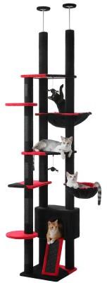 Uplifted Finds Adjustable 230 To 252 Cm Floor To Ceiling Cat Tree With Condo Hammock And Scratching Posts b