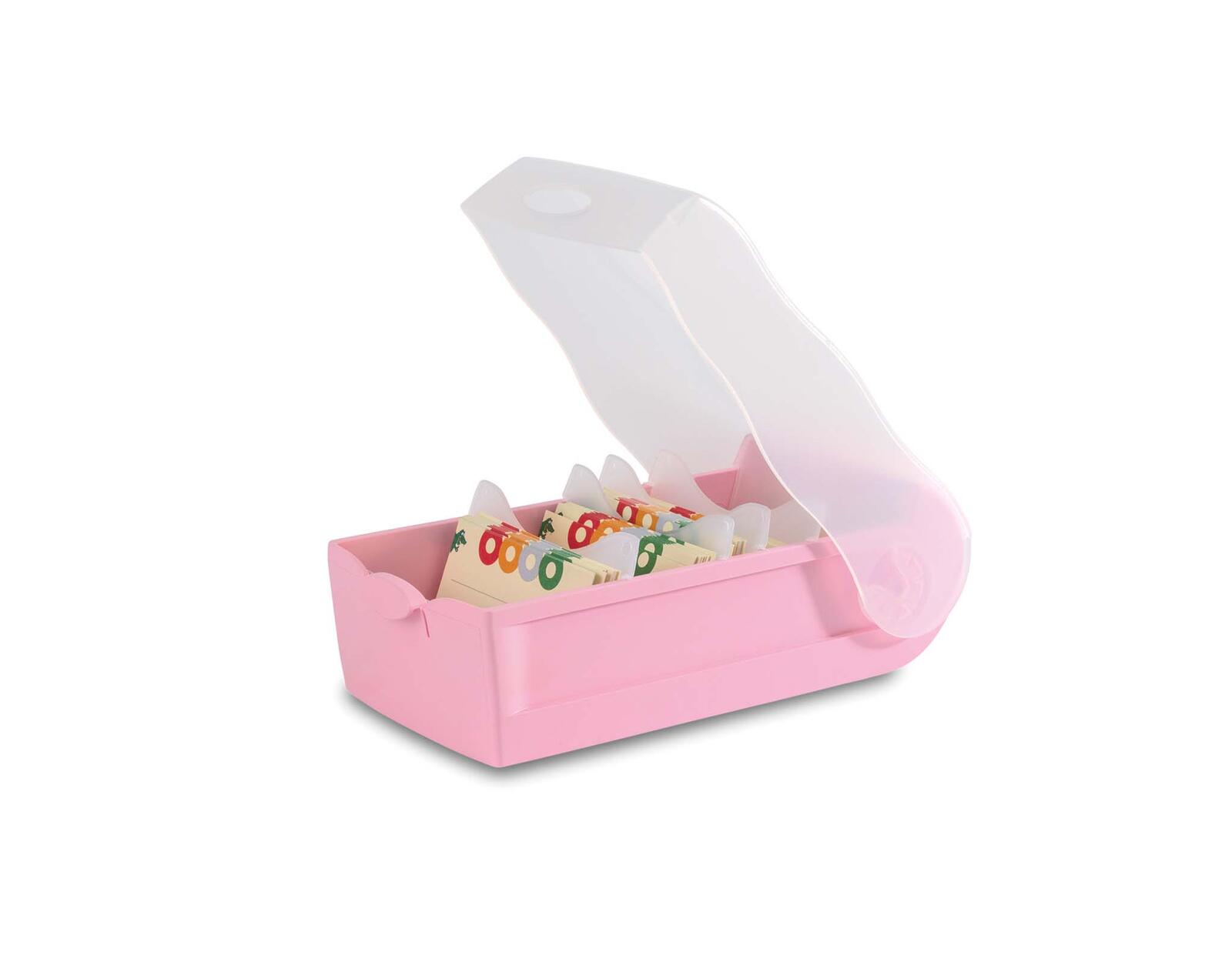HAN Karteikasten CROCO DIN A8, 500 Karteikarten pastellrosa-transparent 998-886D