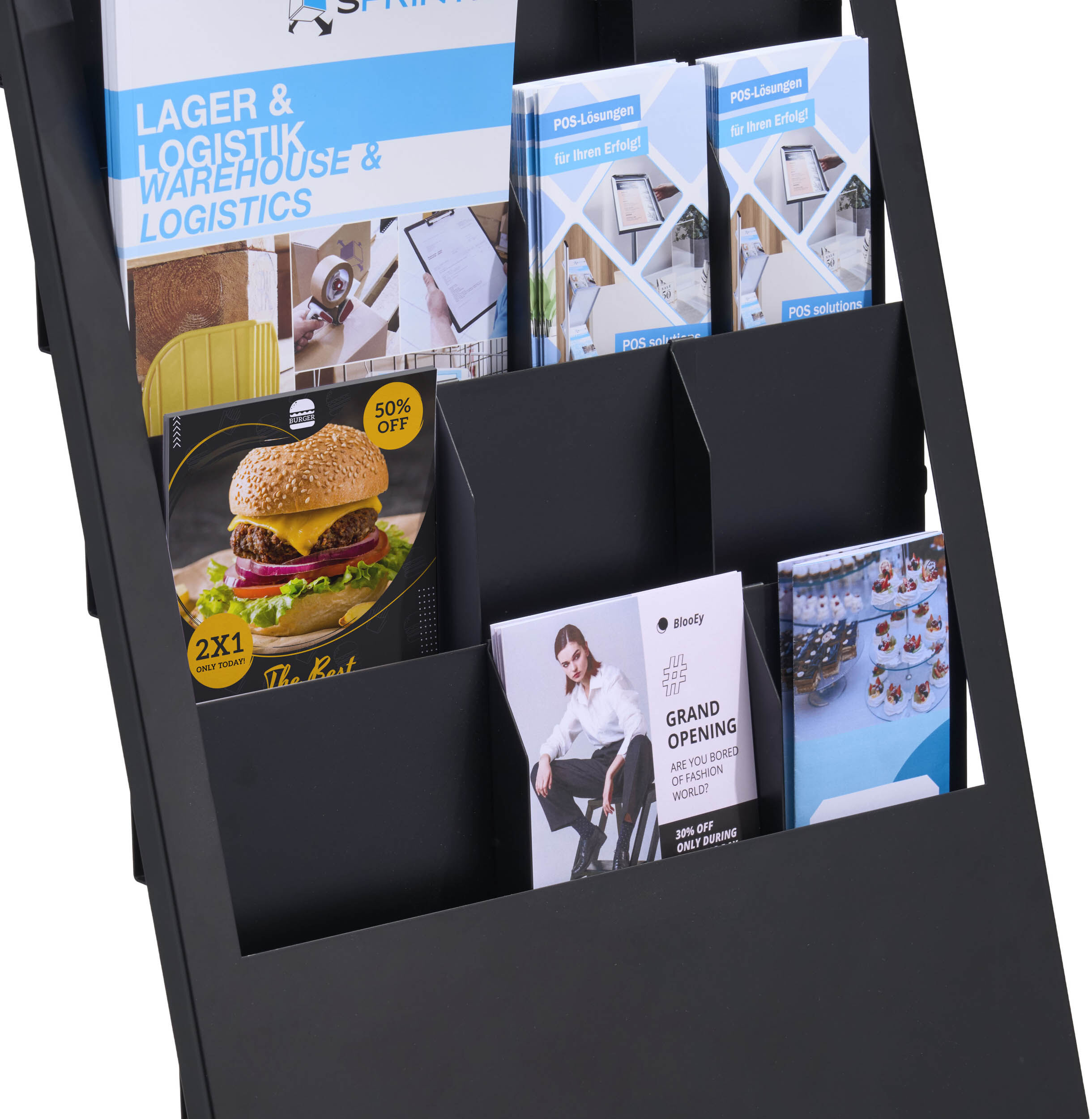 SPRINTIS Porte-brochures PLANAR 12 x A4, ou 6 x A3 noir, acier