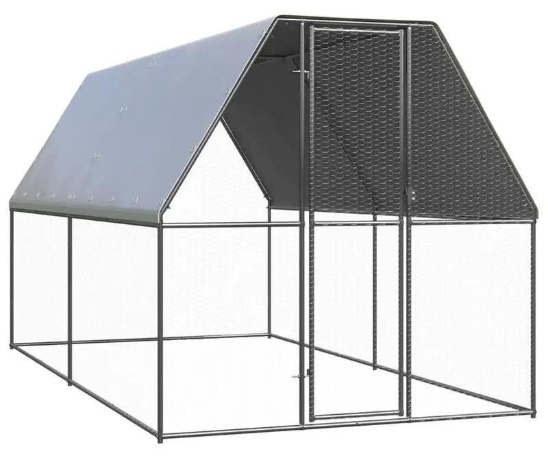 Outdoor Hühnergehege für Hühner und Enten - Begehbarer Hühnerstall 2 x 4 x 2 m - Edelstahlrahmen - PE-Dach - Wasserdicht - Für Kleintiere