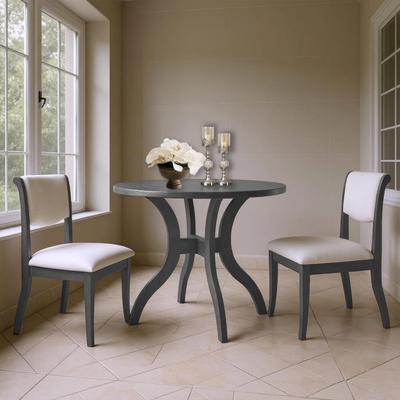 Ostweer Breakfast Nook Round Dining Table Set with 2 Upholstered Side Chairs