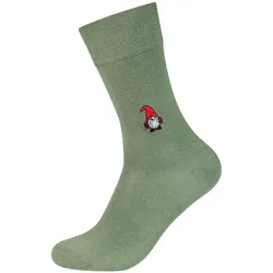 camano Soft Embroidered Christmas Crew Socken 7377 - bronze green 39-42