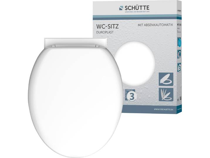 WC-Sitz SCHÜTTE UNI , weiss (weiß), B:377cm L:470cm, Duroplast, WC-Sitze, WC-Sitz, Duroplast, Absenkautomatik