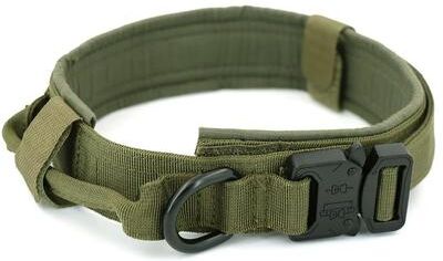 Uplift Essentials Tactical Military Dog Collar With Integrated Control Handle green l
