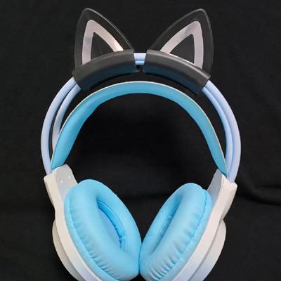 Inspired Living Cute Silicone Cat Ear Headphone Accessories Lightweight Gaming Headset Decoration Clips black