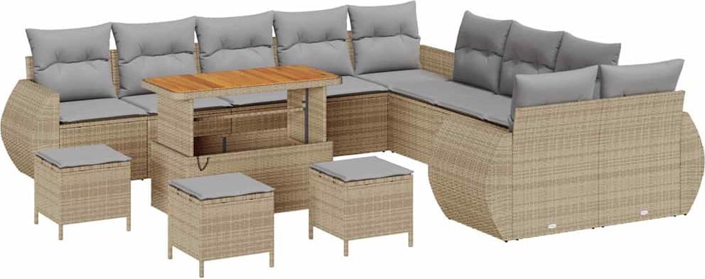 vidaXL Garten-Sofa-Set 14 stk. 14-Sitzanzahl Beige und Hellgrau