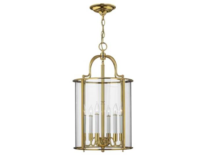 Zeitgenössischer Kronleuchter Gentry Messing poliert Glas 6 Lichter E14