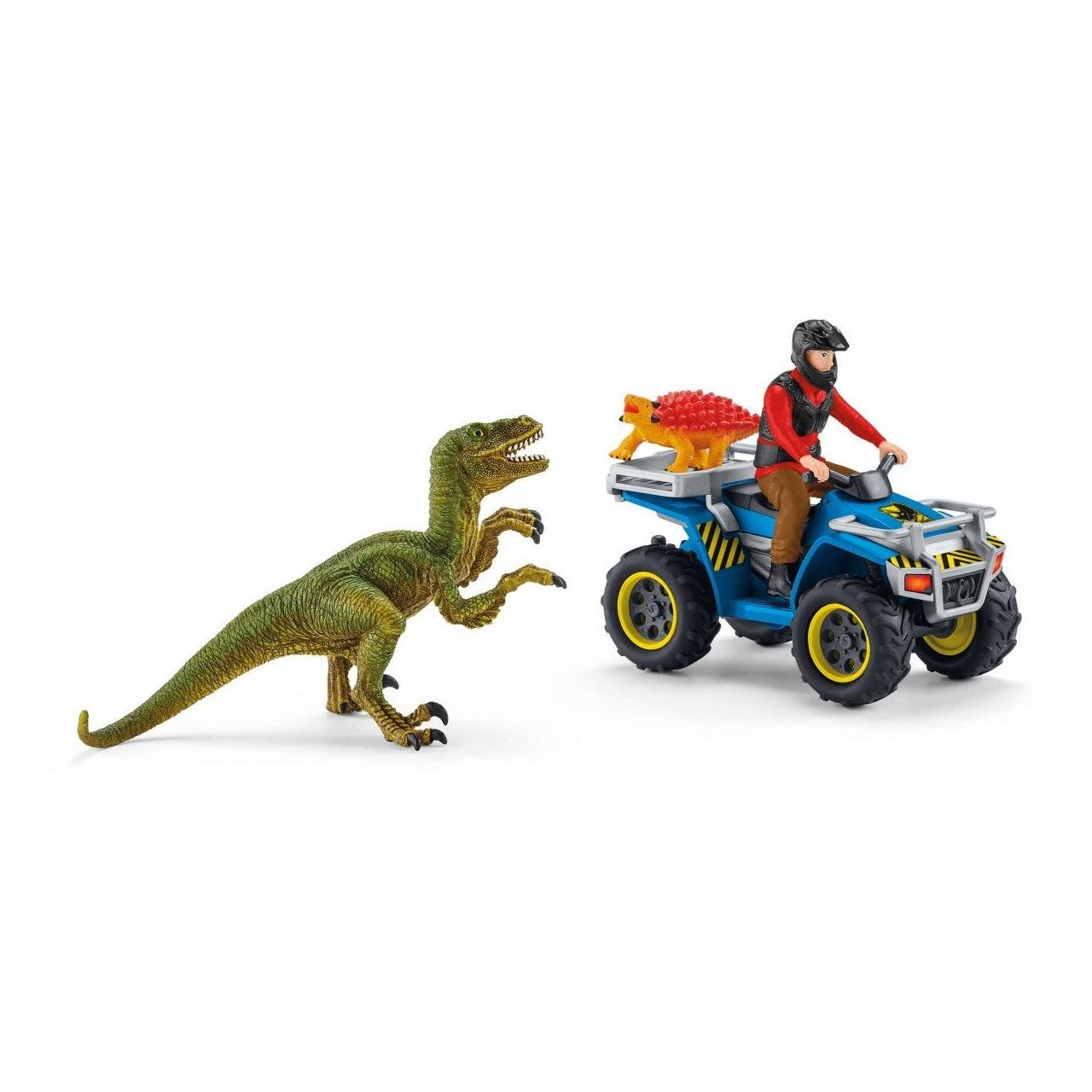 Schleich Dinosaurs 41466 Flucht auf Quad vor Velociraptor Spielfiguren-Set
