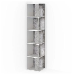 Vicco Bücherregal Lio, beton grau, Eckregal aus Holz, 5 Fächer, 33,3 x 162,2 x 33,3cm