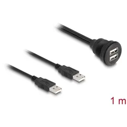 DeLOCK USB 2.0 Kabel 2 x USB Typ-A Stecker zu 2 x USB Typ-A Buchse zum Einbau 1 m schwarz