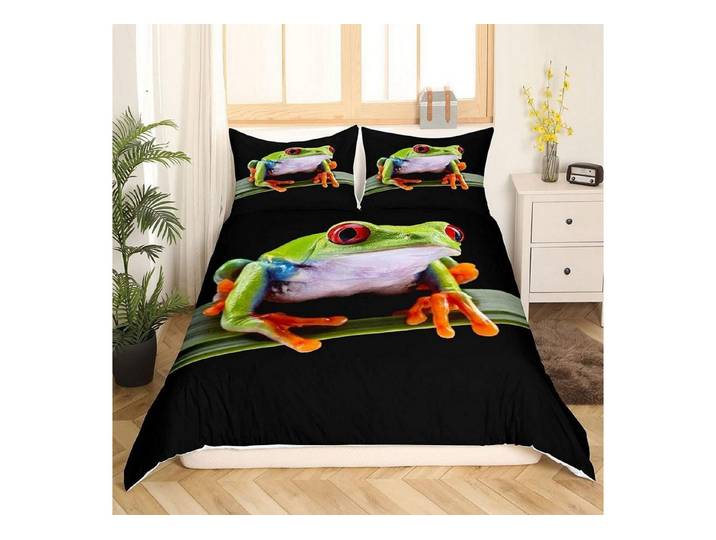 LuxusKollektion Jugendbettwäsche Bettwäsche Set Frosch Motiv 200x200cm