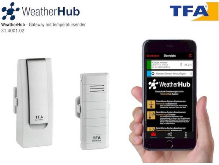 TFA - Starter-Set mit Temperatursender WEATHERHUB 31.4001.02 - weiß