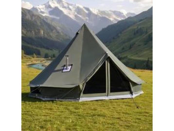 VEVOR Tente Yourte en Toile, Tente Cloche 3 m pour 4 Saisons, Camping Familial, Glamping, Chasse, Fêtes Événements en Plein Air, Jusqu'à 3 Personnes, avec Passage pour Conduit de Poêle, Tapis Amovible