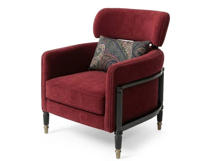 Xlmoebel Loungesessel Sessel Rot Modern Textil Holz Einfarbig Velours Optik Komfort Rahmen (1-St., 1-tlg), Special features