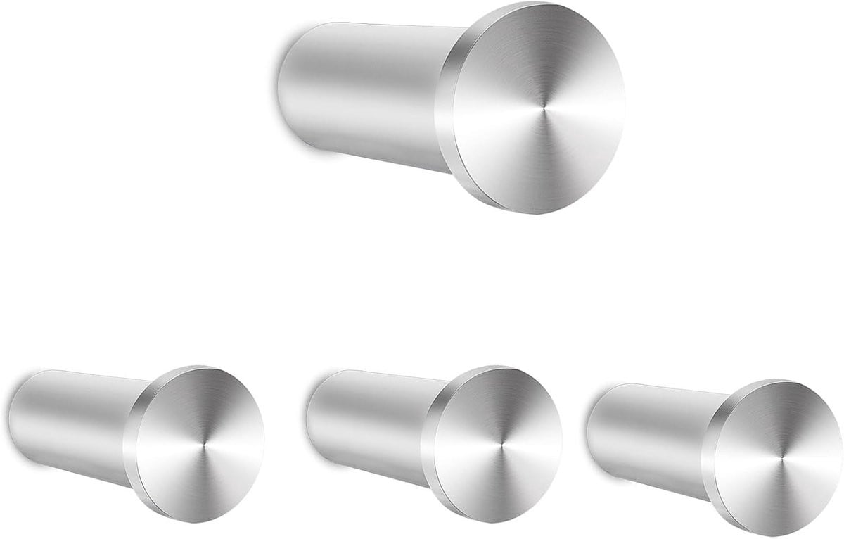 Set van 4 zilveren wandhaken om te schroeven