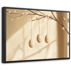 LEINWAND Bilder mit Rahmen - Beige - Osterkuchen - Eier - 60x40