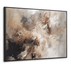 LEINWAND Bilder mit Rahmen - Farbe - Abstrakt - Beige - Kunst - 80x60