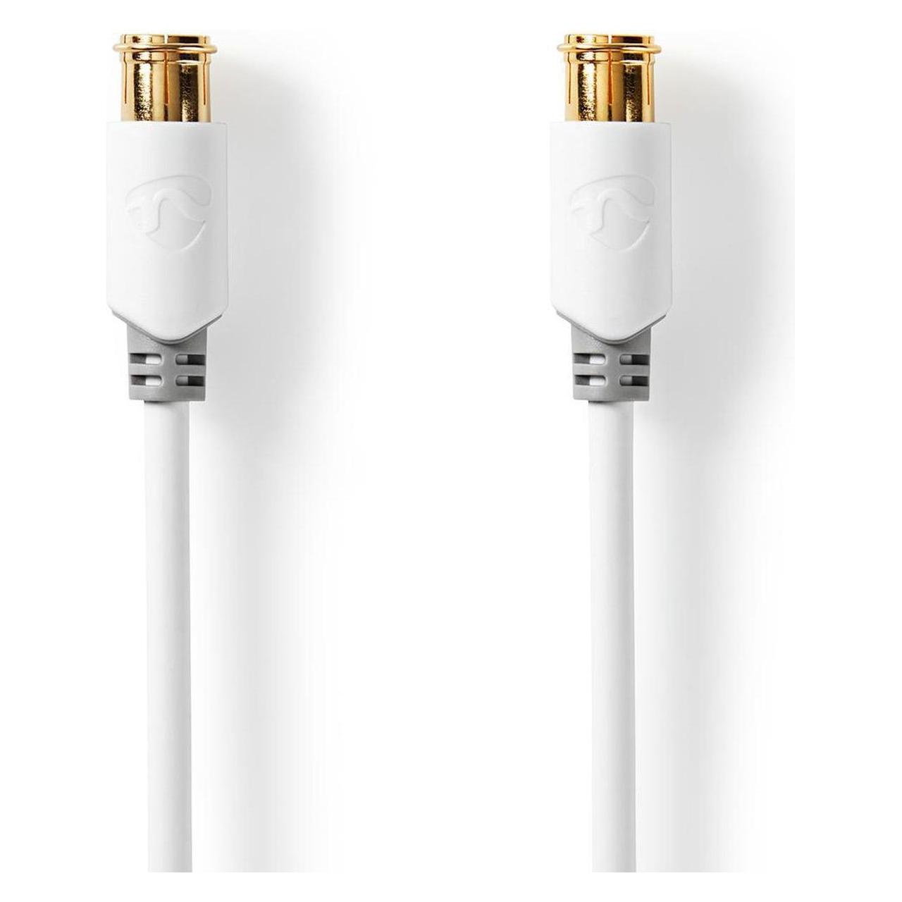 Nedis Satelliten- und Antennenkabel - F-Schnellstecker - 10 m - rund - 75 Ohm - PVC/Metall - Weiss (75 dB, Antennenkabel) (CSBW41300WT100)