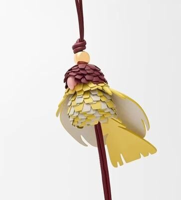 Uplifted Goods Leather Flower Bag Charm yellow Bird
